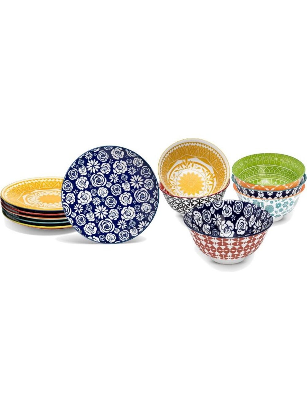 Colorful Porcelain Cereal Bowls & Salad Plates | Microwave Safe Kitchen Dishes